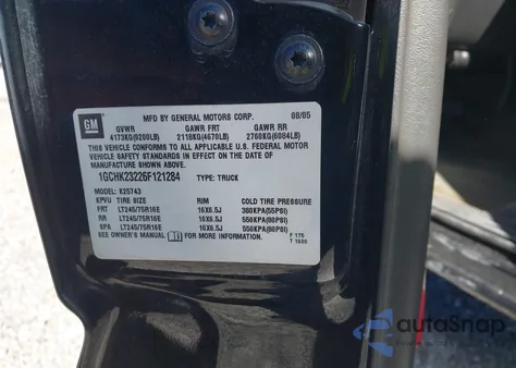 2006 Chevrolet Silverado 2500Hd Lt3 from USA, damaged, VIN 1GCHK23226F121284